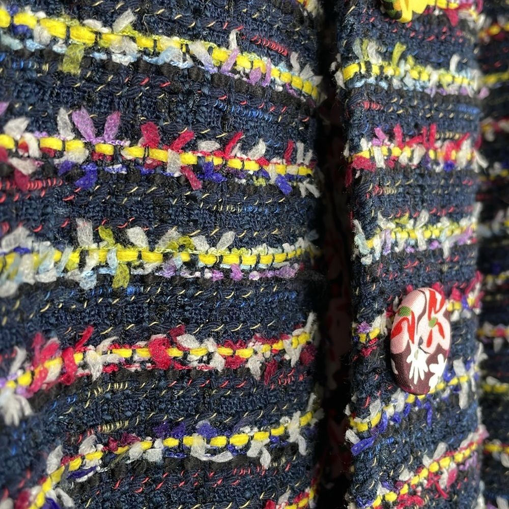 CAbi Coat Headline Topper Belted Women’s 10 Multi-Stripe Lined Thigh Length - Picture 3 of 11